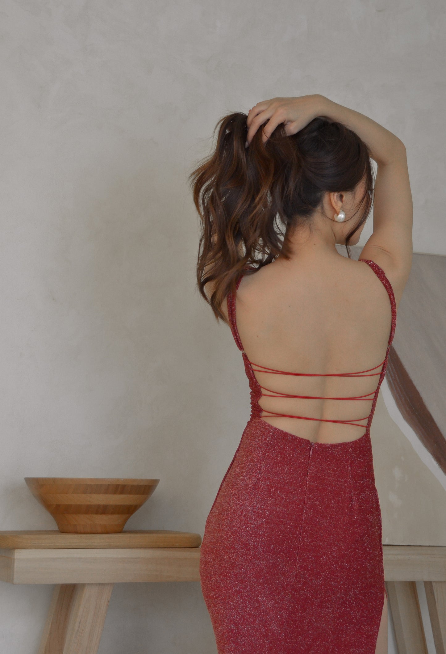 Ariel dress in Red Glitter